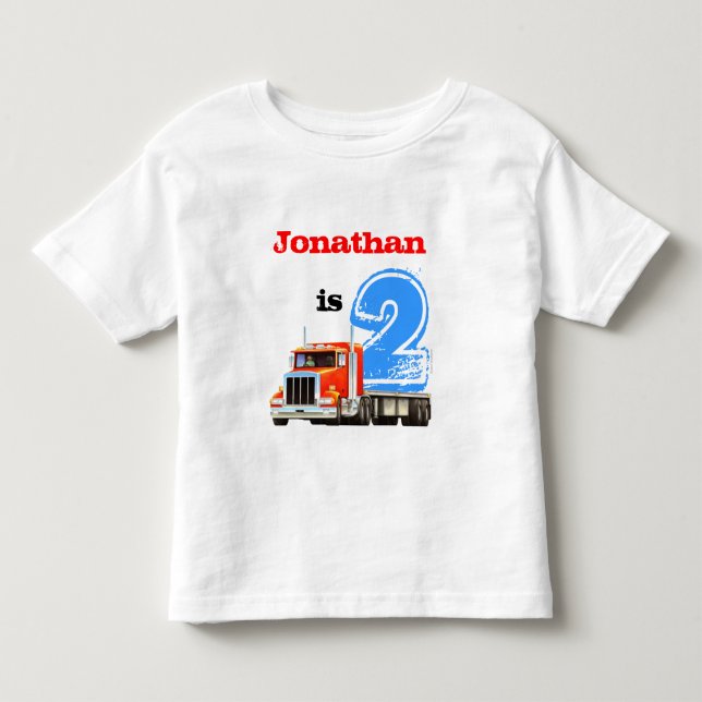 Boys 2nd Birthday Red Truck Toddler T-shirt (Front)