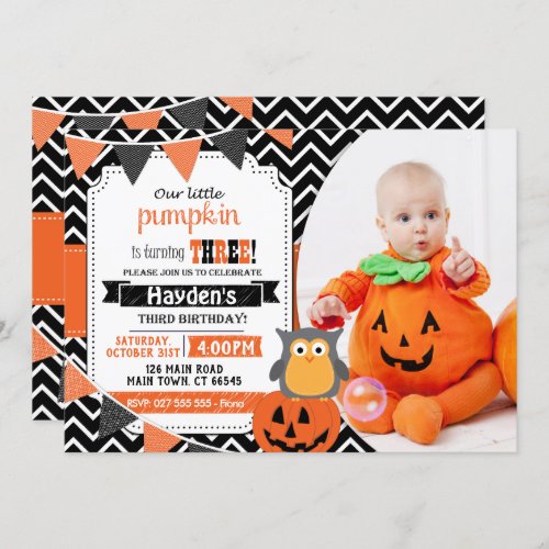 Boys 3rd Birthday Halloween Birthday Invite