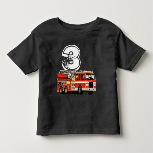 Boys 3rd Birthday Red Fire Truck Toddler T_shirt