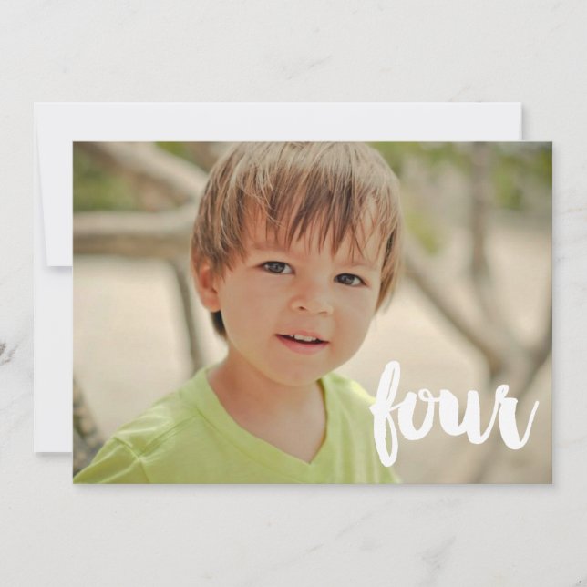 Boys 4th Birthday Number Four Photo Overlay Invitation (Front)