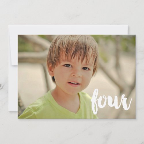 Boys 4th Birthday Number Four Photo Overlay Invitation