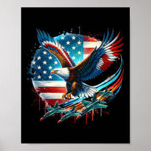 Boys 4th Of July American Bald Eagle Usa Flag Figh Poster