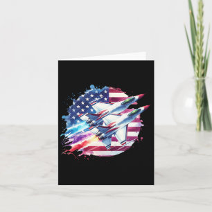 Boys 4th Of July American Usa Flag Fighter Jet 1 Card