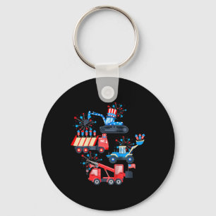 Boys 4th Of July Crane Truck Construction Vehicle Keychain