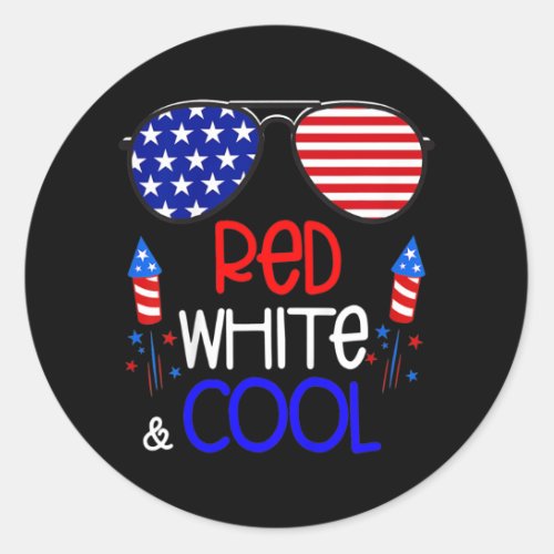 Boys 4th Of July Red White And Cool Patriotic Classic Round Sticker