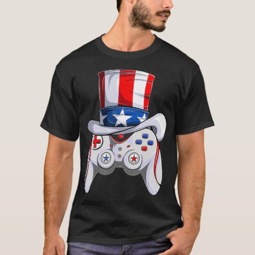 boys 4th of July Video Game American Flag Uncle Sa T_Shirt