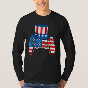 Boys 4th Of July Video Game American Flag Uncle Sa T-Shirt
