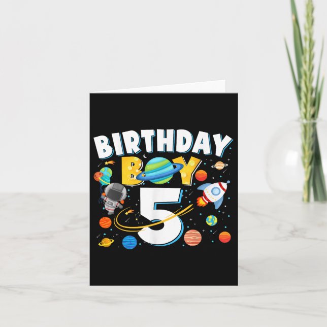 Boys 5th Birthday Astronaut Space Planets Four Yea Card (Front)