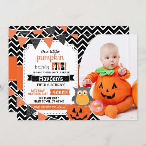 Boys 5th Birthday Halloween Birthday Invite