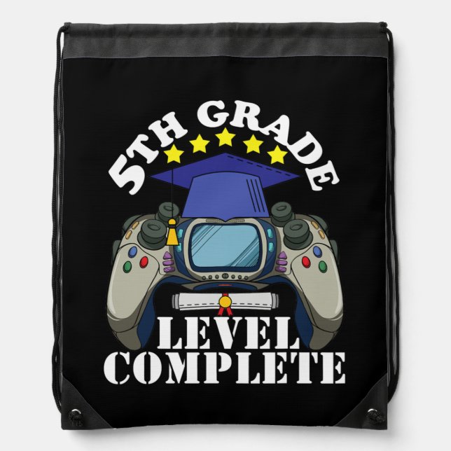 Boys 5th Grade Graduation 2022 Video Game Class Drawstring Bag (Front)