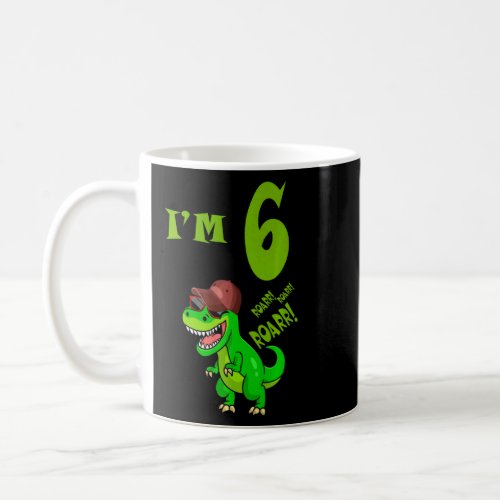 Boys 6th Birthday Rex Dinosaur  Rawr Im 6 Kids Tr Coffee Mug