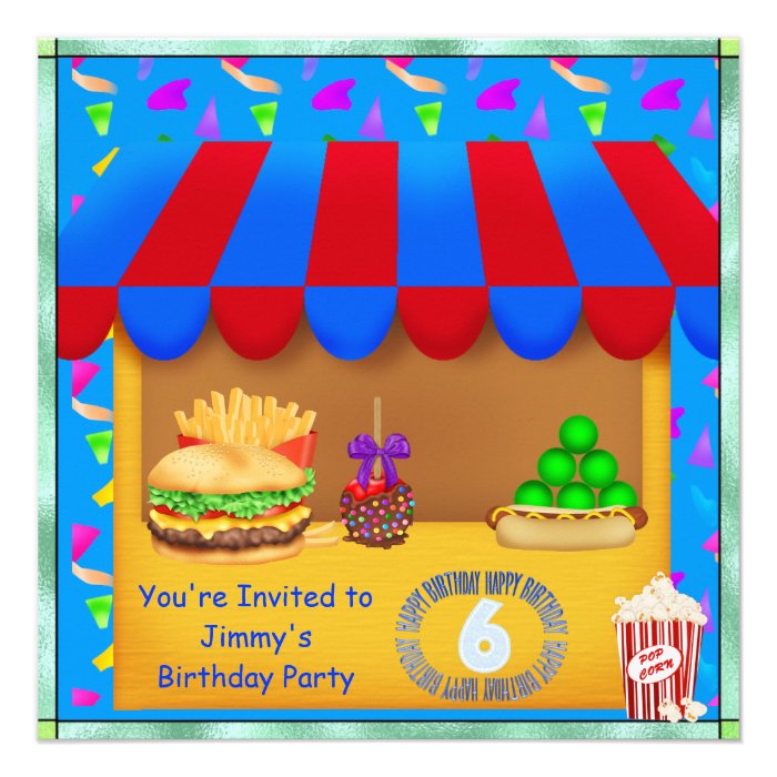 Boys 6th Colorful Birthday Party Invitation