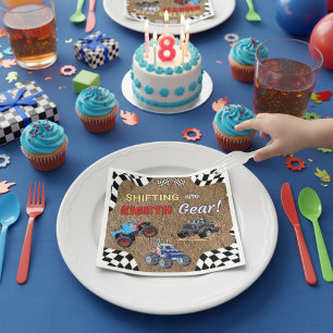 Boy's 8th Birthday Monster Truck Race Theme Napkins