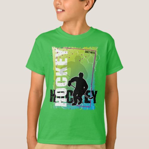 Boys Abstract Hockey Player T_Shirt
