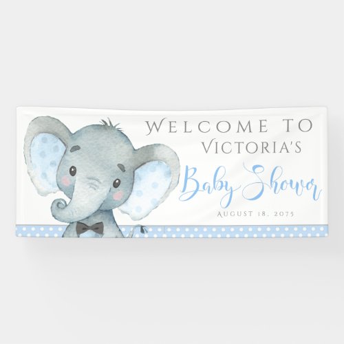 Boys Adorable Elephant Baby Shower Banners