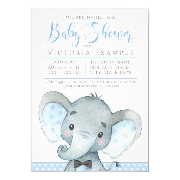 baby boy elephant invitations