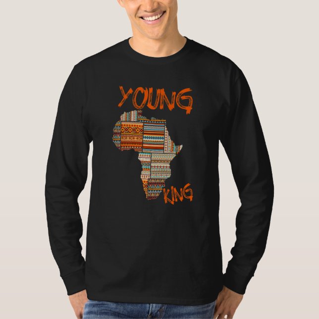 Boys African Attire Kente Print Little Kids Young  T-Shirt (Front)