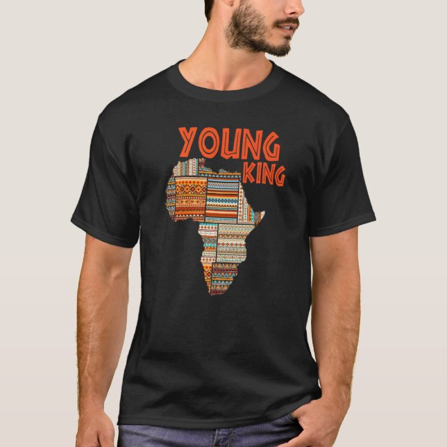 Boys African Attire Kente Print Little Kids Young  T-Shirt (Front)