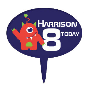 Boys age 8 named alien birthday cake topper