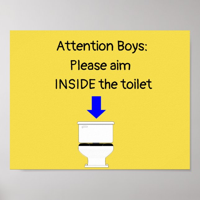 Boys aim inside the toilet bathroom poster (Front)
