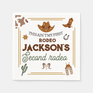 Boys Ain't My First Rodeo Cowboy 2nd Birthday Napkins