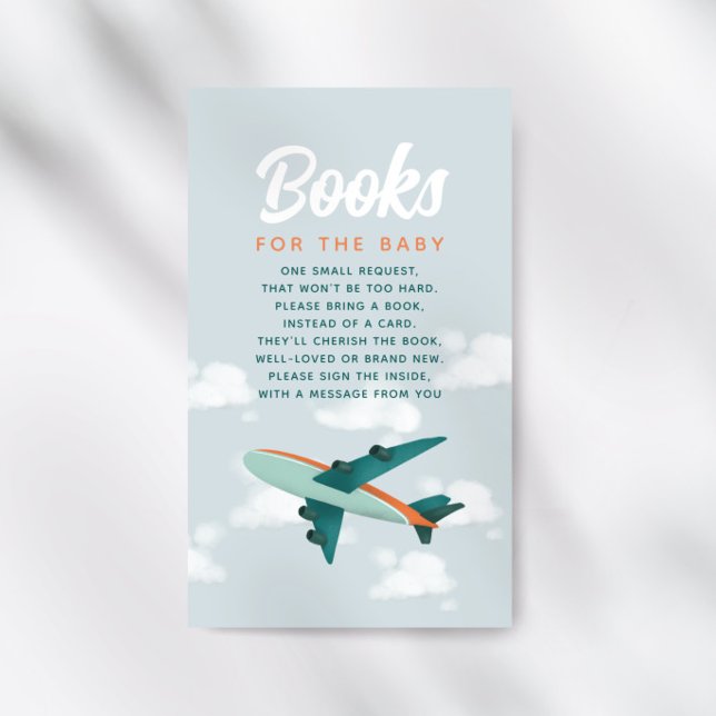 Boys Airplane Travel Baby Shower Books For Baby Enclosure Card (Creator Uploaded)