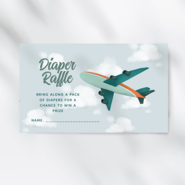 Boys Airplane Travel Baby Shower Diaper Raffle Enclosure Card (Creator Uploaded)