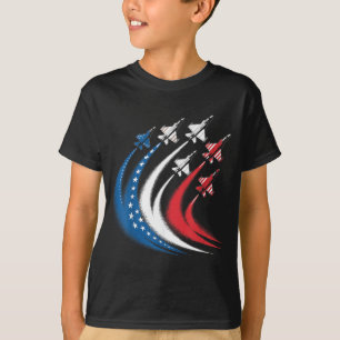 Boys American Flag Fighter Jet Kids USA Patriotic T-Shirt