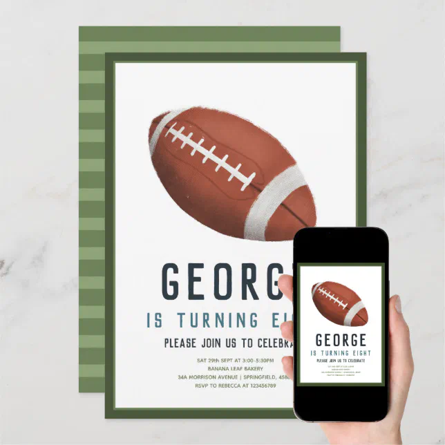 Boys American Football Kids Birthday Invitation | Zazzle