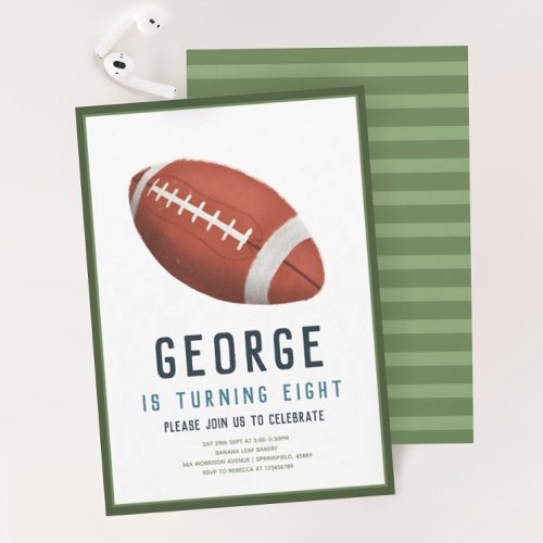 Boys American Football Kids Birthday Invitation