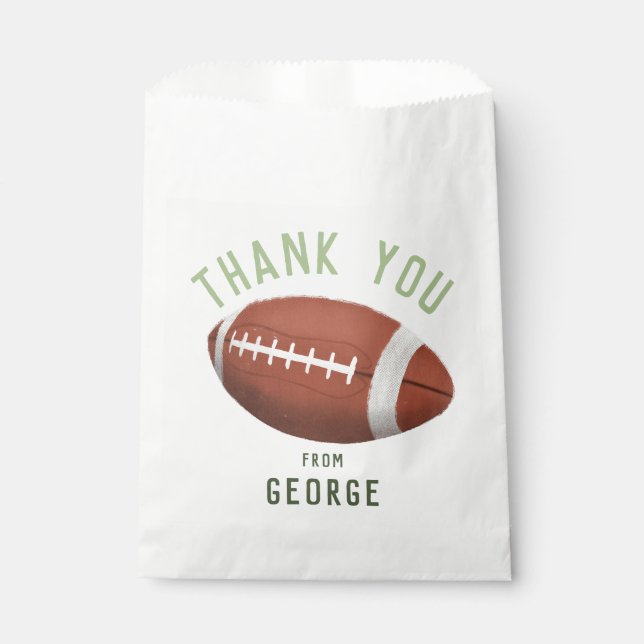 Boys American Football Kids Birthday Thank You Favor Bag (Front)