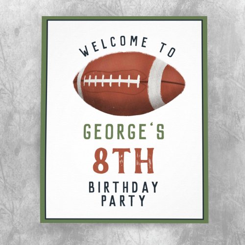 Boys American Football Kids Birthday Welcome Sign