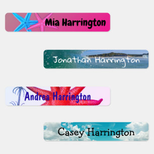 Boys and Girls Rectangular Iron On Name Template Kids' Labels