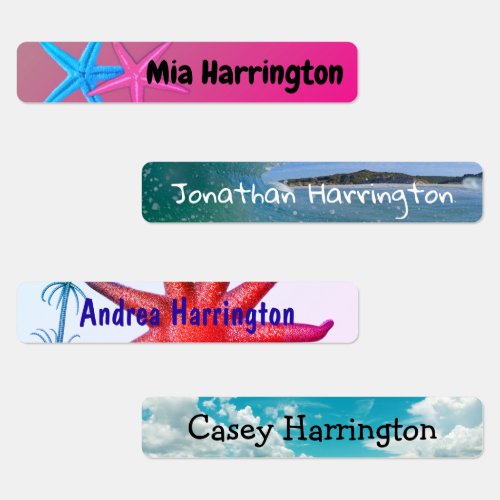 Boys and Girls Rectangular Iron On Name Template Kids Labels