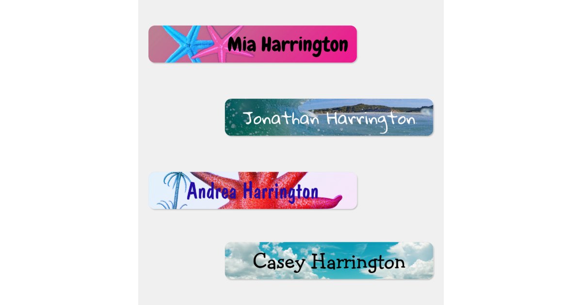 Boys and Girls Rectangular Iron On Name Template Kids' Labels | Zazzle