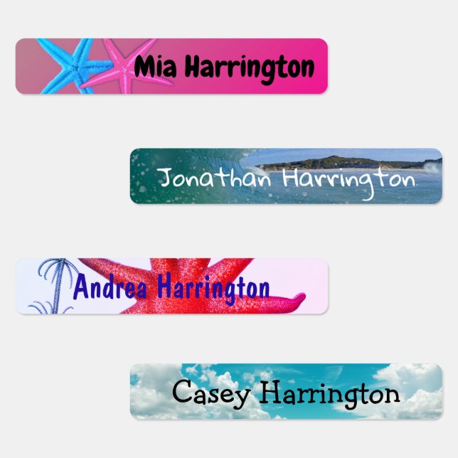 Boys and Girls Rectangular Iron On Name Template Kids' Labels (Group)