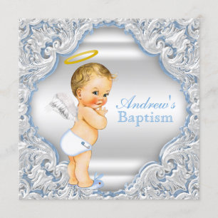 Boys Angel Baptism Invitation