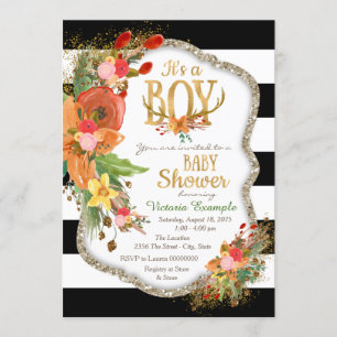 Boys Antler Baby Shower Invitation