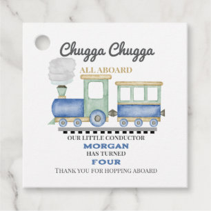 Boy's Any Age Birthday Blue Train Chugga Choo Favor Tags