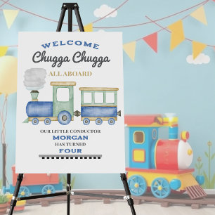 Boy's Any Age Birthday Blue Train Chugga Choo   Foam Board