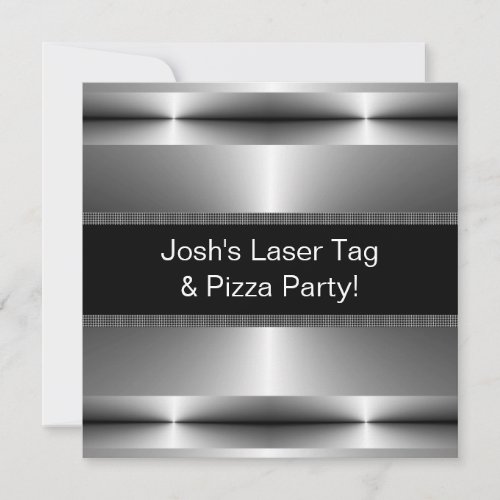 Black  Silver Boys Any Number Birthday Party Personalized Invite