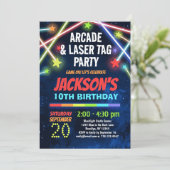 Boys Arcade & Laser Tag Birthday Party Invitation (Standing Front)