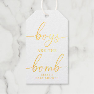 Boys Are The Bomb Gold Foil Favor Gift Tag