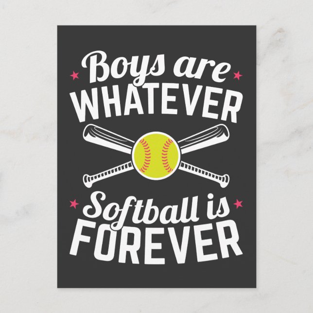 Boys Are Whatever Softball Is Forever Postcard (Front)