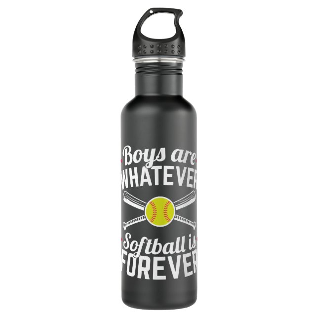 Boys Are Whatever Softball Is Forever Stainless Steel Water Bottle (Front)