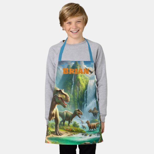 Boys Arts Crafts Dinosaur with Name  Apron