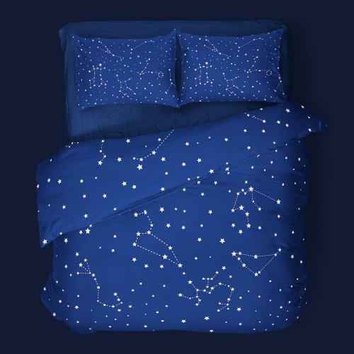 Boys Astrology Blue Star Night Sky Duvet Cover