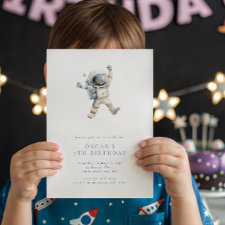 Boy's Astronaut Minimalist Space Birthday Party Invitation