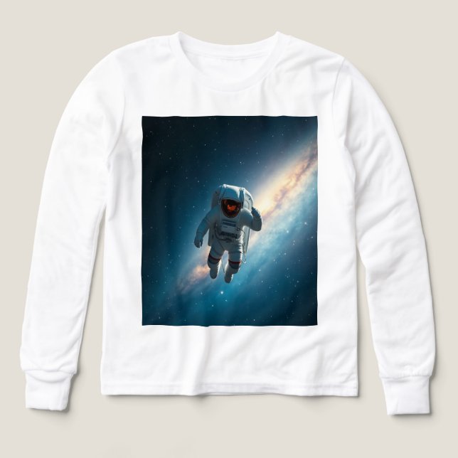 Boys Astronaut Space Galaxy Long Sleeve  Tri-Blend Shirts (Design Front)