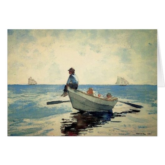Boys at Sea in a Dory Cards (Front Horizontal)